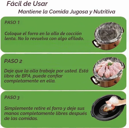 Vista 4 de 30 bolsas de cocción lenta y bolsas de cocina, bolsas desechables extra grandes, para ollas desechables de 6 cuartos a 10 cuartos de galón para olla