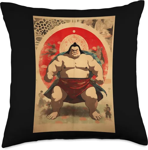 Vista 4 de Sumo Wrestler I Love Japanese Sumo Vintage Art Throw Pillow