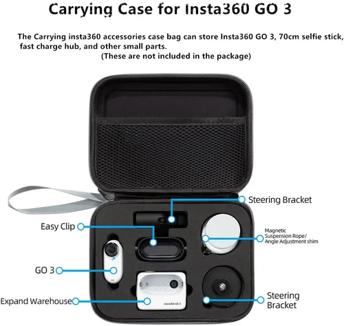 Vista 2 de Funda de transporte compatible con cámara de acción Insta360 GO 3 [con 2 protectores de pantalla]