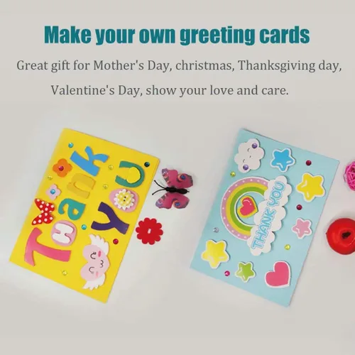 Vista 6 de Kit para hacer tarjetas, kit de tarjetas de felicitación hecho a mano para niños, niñas, niños, tarjeta de agradecimiento, tarjeta del día