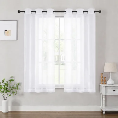 Vista 62 de OWENIE Cenefa transparente con ojales negros para ventanas, 2 paneles de 52