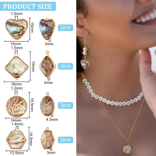 Vista 2 de BENECREAT Collares de Concha de Abulón, Colgantes de Concha Paua para Hacer Joyería