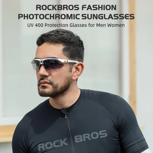 Vista 2 de ROCKBROS Gafas de sol fotocromáticas para hombres correr pescar ciclismo gafas de sol con protección UV