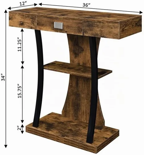 Vista 3 de Convenience Concepts Newport Harri - Mesa consola, madera de granero/negro Barnwood/Negro