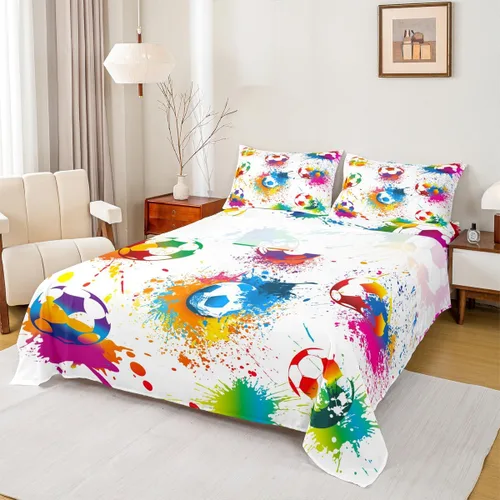Vista 34 de Manfei Juego de sábanas de baloncesto para niños, tamaño individual, juego de ropa de cama temática deportiva para decoración de habitación de niños