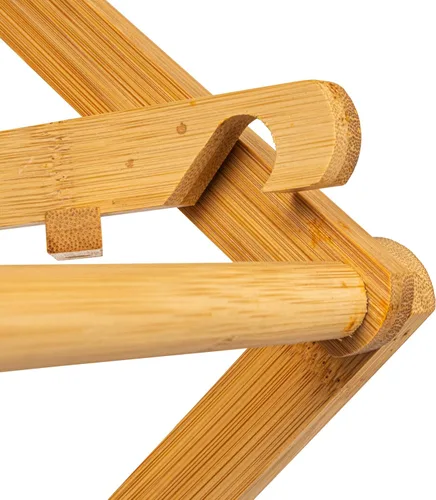 Vista 4 de Household Essentials Estante plegable de secado de ropa de bambú de gran tamaño, estante de lavandería de lujo con 11 clavijas, respetuoso