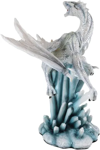 Vista 7 de Ebros Gift Figura decorativa de dragón de invierno de nieve ártica blanca en cristal gigante de hielo de montaña glaciar rocas estatua Winterland