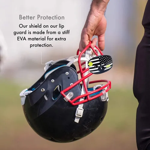 Vista 4 de DAMAGE CONTROL Protector Bucal Pacifier – Protector bucal de fútbol americano con correa para casco, protege los dientes, la mandíbula y la boca