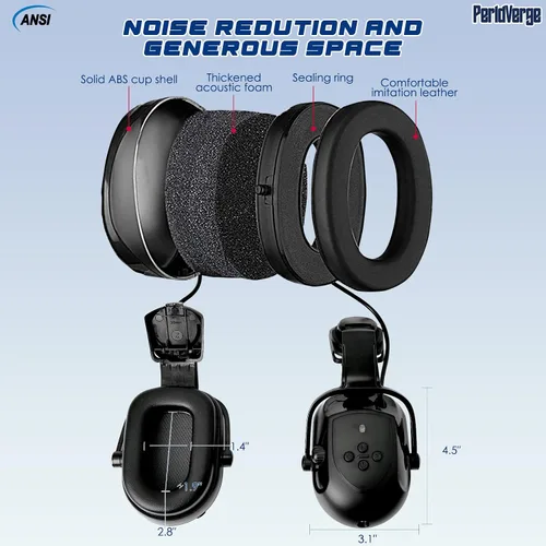Vista 3 de Orejeras para casco duro, orejeras para reducción de ruido para accesorios de casco duro, protección auditiva de construcción para adultos