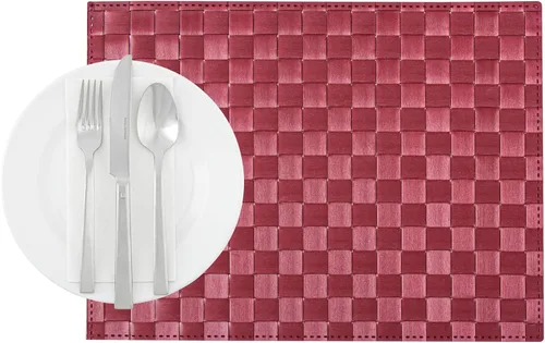 Vista 18 de Restaurantware Juego de 6 manteles individuales rectangulares para mesa de comedor de 16 x 12 pulgadas, a rayas, fáciles de limpiar, de plástico Con