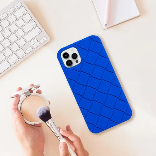 Vista 3 de bicol Funda para iPhone 13 Pro Max con bonito diseño de celosía de rejilla, protector de pantalla de cristal, ajuste delgado, suave, a prueba