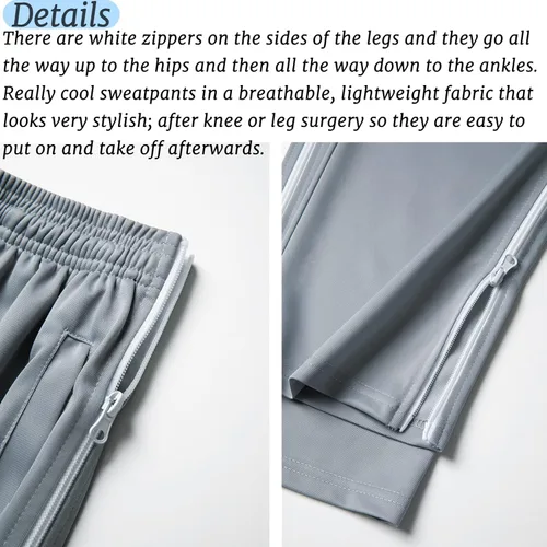 Vista 3 de AIFARLD Pantalones rasgados para hombre con cremalleras laterales y bolsillos para baloncesto, rodillapierna, poscirugía