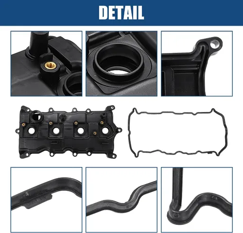 Vista 4 de X AUTOHAUX Cubierta de válvula del motor del árbol de levas del coche con kit de pernos de junta Válvula PCV y tapa de aceite
