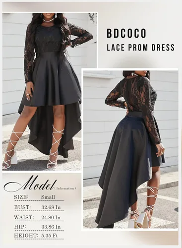 Vista 2 de Bdcoco Vestido de fiesta de cóctel con encaje floral para mujer vestido de noche