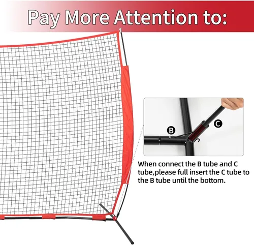 Vista 6 de 7x7/16x10/20x10ft Baseball Net Backstop Net,Fix Ball Stop Net by 4 Spike&2 Sandbag,Sports Net Barrier with Handbag,Lacrosse Net Backstop for