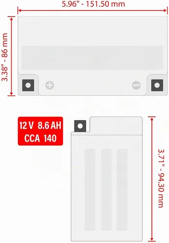 Vista 2 de Caltric Agm - Batería compatible con Honda Cbr600Rr Cb-R600Rr Cbr600Ra Abs 2003-2016