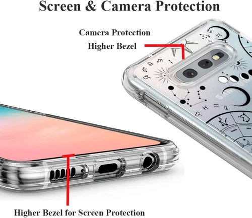 Vista 34 de Unov Funda para Galaxy S10, transparente con diseño en relieve, flor Flor estética