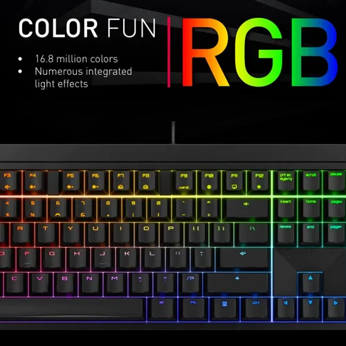 Vista 8 de Cherry MX 2.0S Teclado para juegos con cable con iluminación RGB MX interruptores rojos. Tablero blanco puro