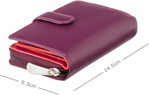 Vista 3 de RIO 13 - Cartera grande de piel suave para mujer, ciruela fucsia, Cartera grande