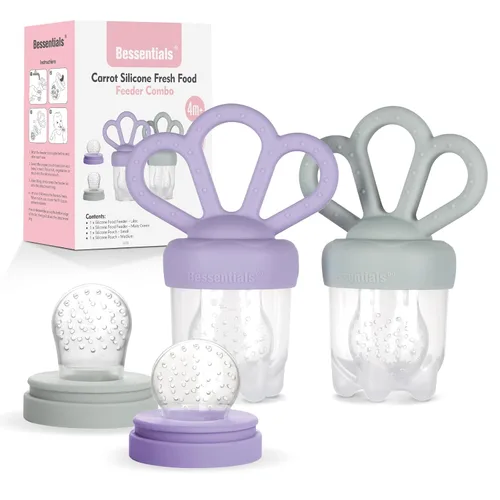 Vista 8 de Carrot Baby - Alimentador de alimentos de frutas frescas y paquete de 2 alimentadores de malla de silicona, autoalimentación segura para bebés