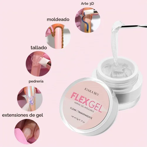 Vista 4 de Kiara Sky Uñas profesionales *NUEVO* Gel flexible (gel de moldeo transparente transparente para arte de uñas)