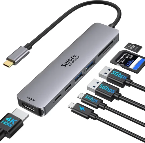 Vista 10 de Selore Hub USB 3.0, Selore Hub USB de 4 puertos Ultra-Slim Data USBA Splitter USBA Expander con 2 ft Compatible con portátil con puerto A