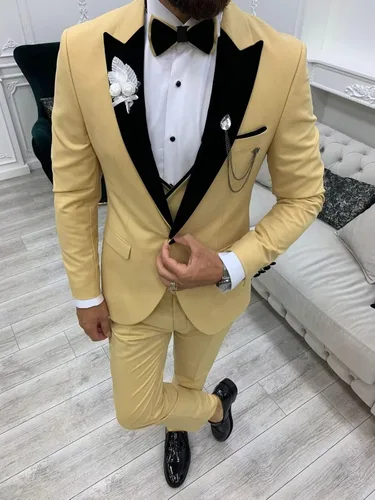 Vista 7 de Wangyue 3 Piece Slim Fit Tuxedo for Men Wedding White Suit Men