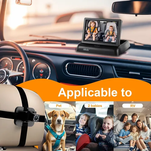 Vista 13 de Cámara de Monitoreo para Coche de Bebé AllRuby, Espejo de Coche para Bebé, para Puertos USB/USBC/Encendedor de Cigarrillos, Vista Amplia y Clara