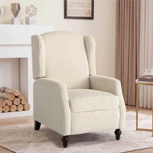 Vista 21 de Silla reclinable PALLOME con respaldo alto, asiento con masaje y calor, tapizado de tela, con respaldo acolchado, silla reclinable para sala de Beige