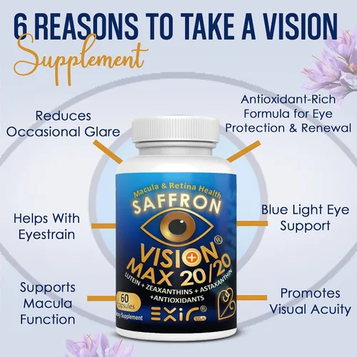 Vista 2 de EXIR Suplementos oculares de apoyo al rendimiento visual para macular, visión nocturna, fatiga ocular, 60