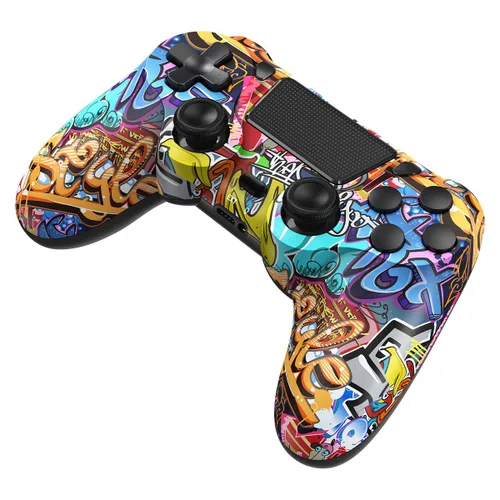Vista 2 de TIANHOO Controlador inalámbrico compatible con PS4/Pro/Slim, con retroalimentación de vibración, detección de movimiento, panel táctil, barra