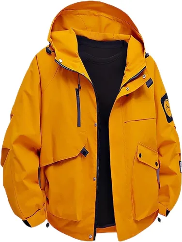 Vista 7 de Chaqueta de esquí impermeable para hombre, resistente al viento, abrigo de invierno con forro polar con capucha para escalar y romper el viento