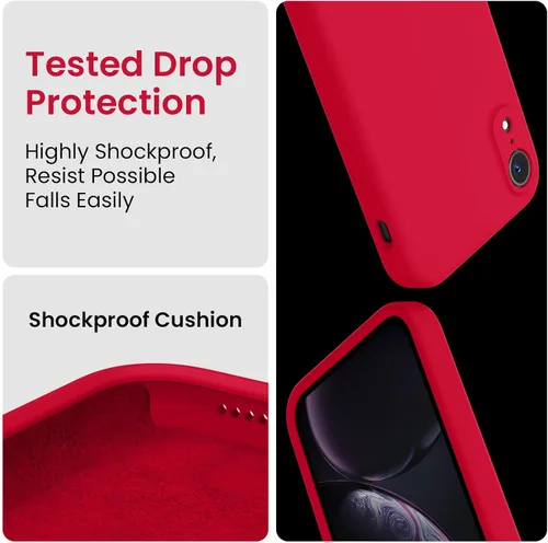 Vista 5 de FireNova Funda diseñada para iPhone XR, de silicona mejorada [borde recto] y [protección de cámara] con forro de microfibra suave antiarañazos, 6.1