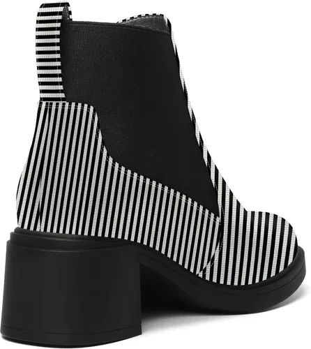 Vista 5 de AMBELIGHT Botas de tacón alto para mujer, estilo casual, con punta redonda, elástica, sólidas, gruesas, de 2.5 pulgadas