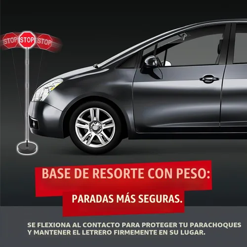 Vista 6 de SECURITYMAN Señal de parada LED para asistencia de estacionamiento de garaje [base mejorada] – Señal grande de 7 pulgadas, LED rojo brillante