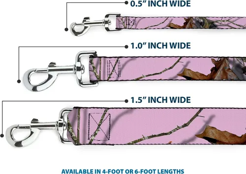 Vista 3 de Buckle-Down Correa para perro Mossy Oak Country Roots Camo rosa bebé 4 pies de largo 1.0 pulgadas de ancho