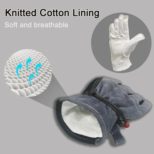 Vista 4 de Guantes de cuero para jardinería para hombres, guantes de trabajo para soldadura, construcción, motosierra, granja, rancho, patio