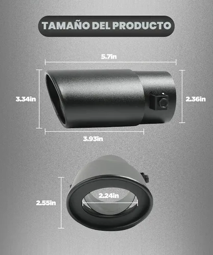 Vista 2 de AOCISKA Punta de escape universal para automóvil, de 2.5 a 3.3 pulgadas, acero inoxidable, acabado pulido, punta de corte inclinado, accesorios