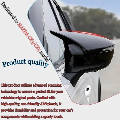 Vista 4 de MUXEE 2 tapas de cubierta de espejo trasero deportivo para Mazda CX5 CX-5 2015 2016/CX3 CX-3 2016-2021 ABS cubierta de espejo de ala de puerta Negro