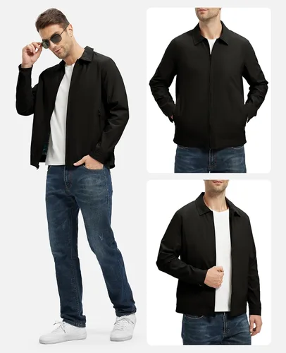 Vista 6 de Rdruko Chaquetas ligeras para hombre Cortavientos de primavera y otoño Chaquetas ligeras Casuales y elegantes con bolsillos