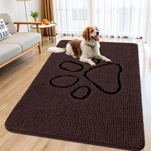 Vista 119 de Smiry Tapete para puerta de perro para patas fangosas, absorbente y Gris y negro