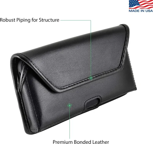 Vista 5 de Turtleback Funda diseñada para iPhone 11 Pro Max (2019) y iPhone Xs MAX (2018), funda de piel negra con clip ejecutivo para cinturón, horizontal