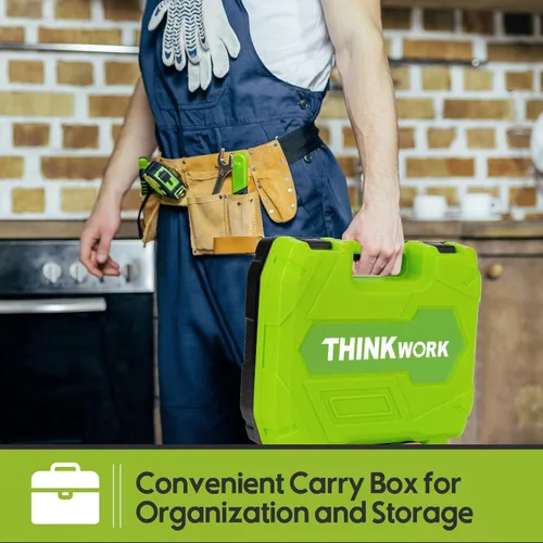 Vista 9 de THINKWORK Kit de herramientas para reparación del hogar - Juego general de herramientas manuales para el hogar con caja de almacenamiento, juego