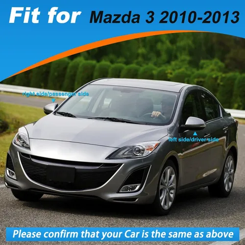 Vista 3 de Cubierta protectora de carcasa de espejo retrovisor de fibra de carbono para puerta, compatible con Mazda 2/3 2010-2013