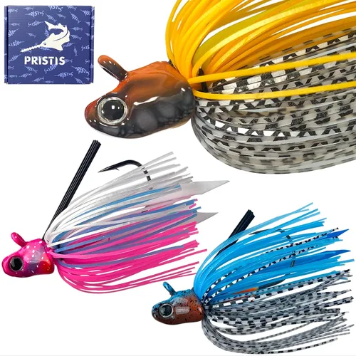 Vista 13 de Pristis Jig Head Fishing Lures for Freshwater Saltwater, Weedless Swim Jig Pre-Rigged Vibrating Swimbaits Kit Gear, Teasers with Sharp Hooks &
