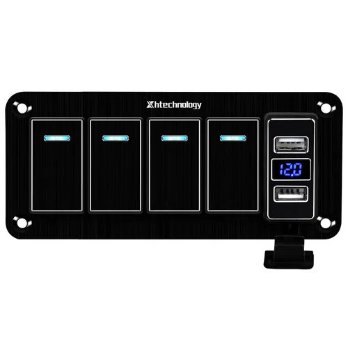 Vista 27 de Panel de interruptor basculante de aluminio de 2 vías, impermeable, precableado con retroiluminación azul, interruptor de palanca