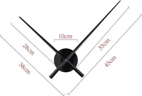 Vista 3 de Timelike Reloj de pared de aluminio brillante elegante simple, manecillas grandes estupendas del reloj, negro