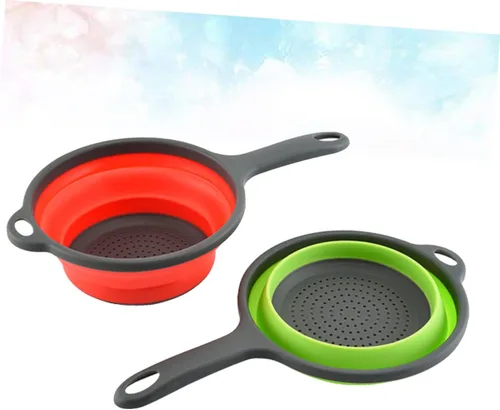 Vista 6 de NOLITOY Colador plegable de silicona con ranura para cuchara, filtros para nevera, colador de arroz, cuenco plegable para verduras, cesta de lavado