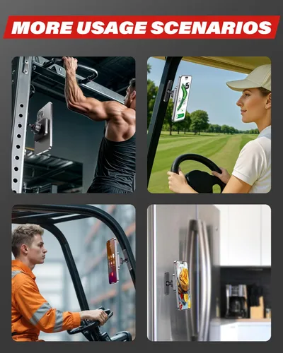 Vista 7 de A2C Gym - Soporte magnético para teléfono, base de aluminio duradera para superficies metálicas y no metálicas, compatible con MagSafe iPhone 12-17