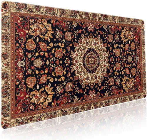 Vista 18 de Alfombrilla de mouse negra estética vintage para juegos botánicos, extendida, bonita planta verde bosque, naturaleza, floral, grande